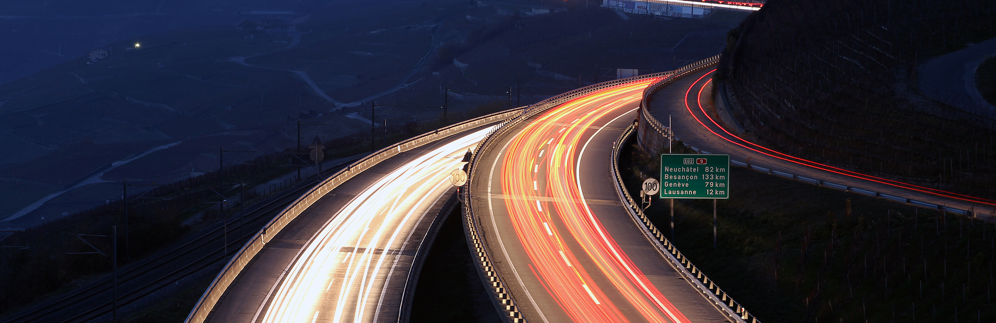 Autobahn Genfersee Nacht Verkehr